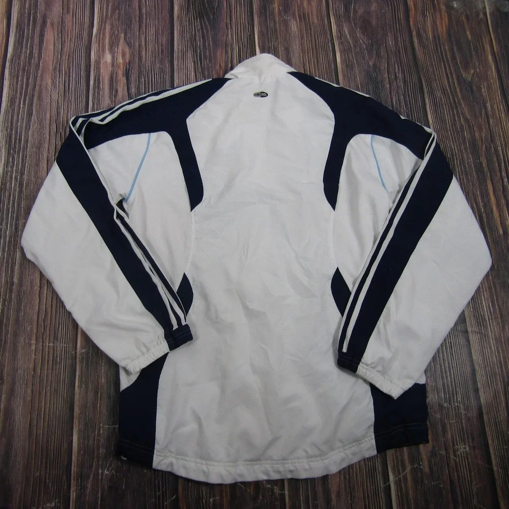 Adidas Track Jacket Mens M White Navy Full Zip Colorblock Running Gym Training
